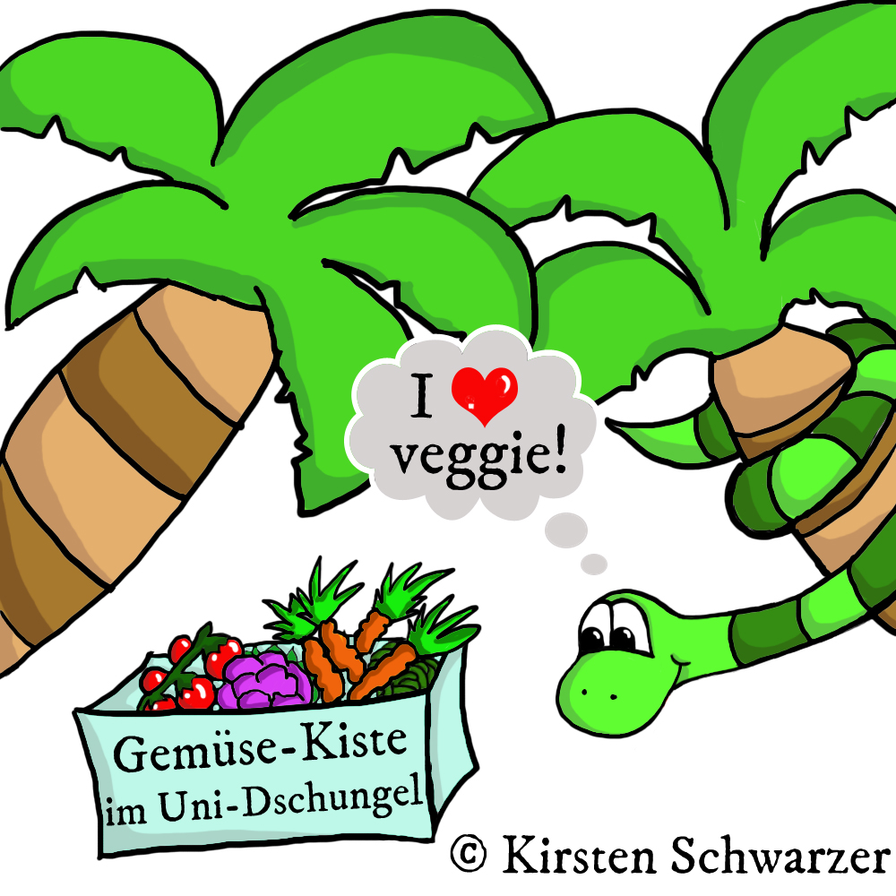 Eine kunterbunte Gemüse-Kiste für die Uni-Dschungel-Küche